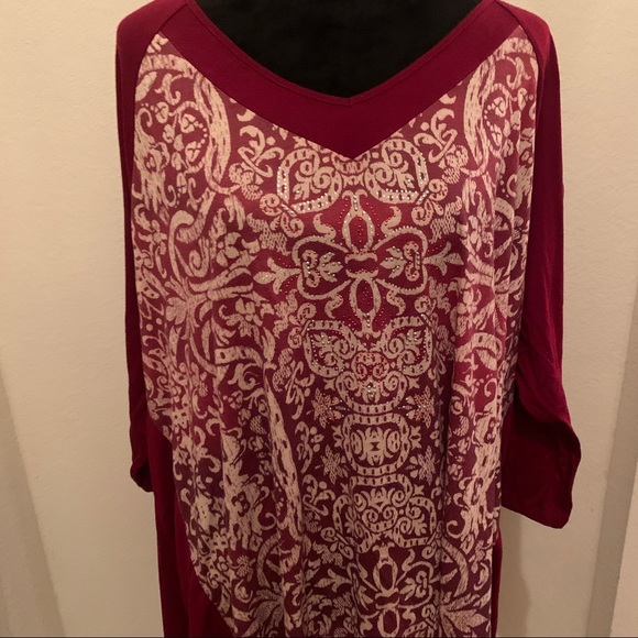 Catherines Cranberry Embellished Top - Picture 5 of 6